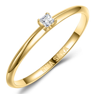 Levně NINA SARA® Zlatý zásnubní prsten s diamantem - velikost 53 - NS612D-YG-53