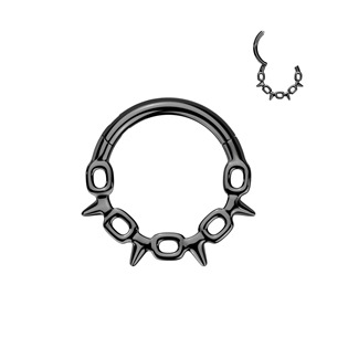 Levně Černý ocelový kruh - helix / cartilage / septum piercing - SG122-K