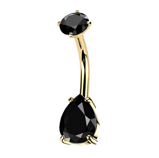 Levně Zlacený ocelový piercing do pupíku - BS1061-K