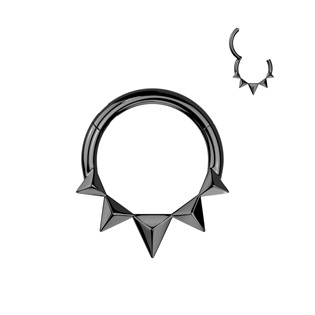 Levně Černý ocelový kruh s hroty - helix / cartilage / septum piercing - SG121-K