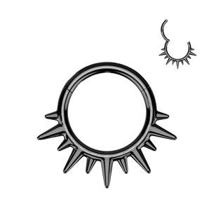 Levně Černý ocelový kruh s hrotíky - helix / cartilage / septum piercing - SG125-K
