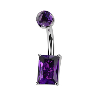 Levně Piercing do pupíku obdélník - TITAN, Amethyst - TIT1578