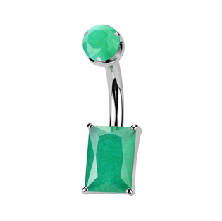 Levně Piercing do pupíku obdélník - TITAN, Green Onyx - TIT1582