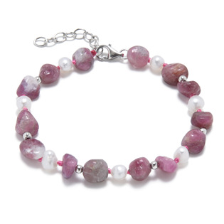 AURA Minerální náramek přírodní Turmalín a perličky, stříbro AG925 - AU0018