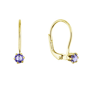 Levně EVOLUTION GROUP CZ Pozlacené visací náušnice s Preciosa krystalem - 31322.3 tanzanite