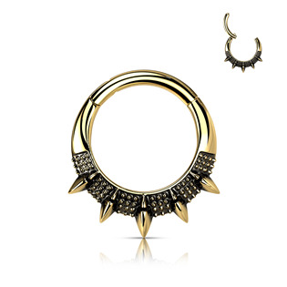 Levně Zlacený segment kruh s hroty - helix / cartilage / tragus piercing - NS0056GD-1208