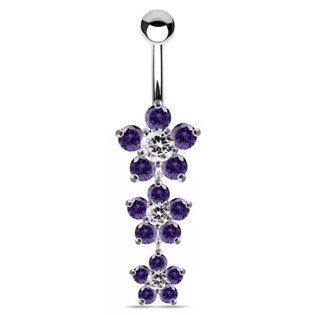 Levně Stříbrný visací piercing do pupíku - BP5004-A