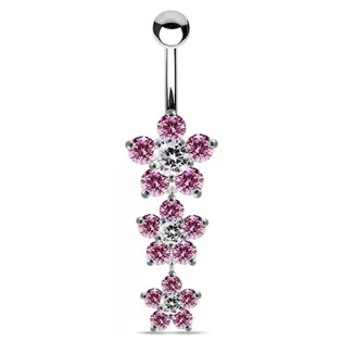 Levně Stříbrný visací piercing do pupíku - BP5004-P