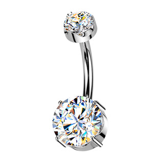 Luxusní piercing do pupíku s Moissanity 2.50ct, TITAN - TM001