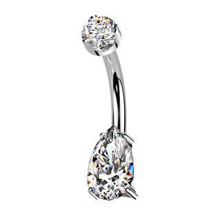 Luxusní piercing do pupíku s Moissanity 1.25ct, TITAN - TM003