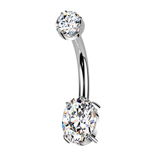Luxusní piercing do pupíku s Moissanity 1.25ct, TITAN - TM005