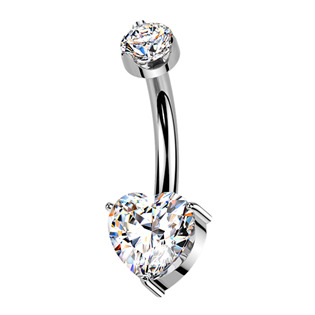 Luxusní piercing do pupíku s Moissanity 1.00ct, TITAN - TM007-S