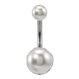 Levně Stříbrý piercing do pupíku - perličky - BP01112