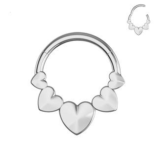 Levně Piercing segment kuh se srdíčky TITAN - TIT1586-1208