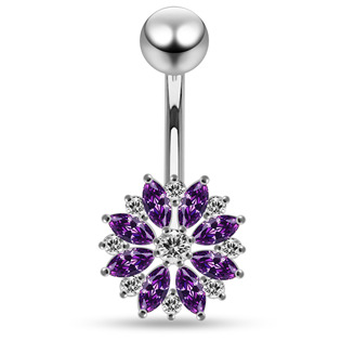 Levně Stříbrný piercing do pupíku - BP01035-A