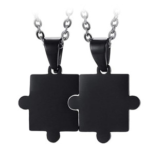 Levně Černé ocelové přívěsky - puzzle - DR1340