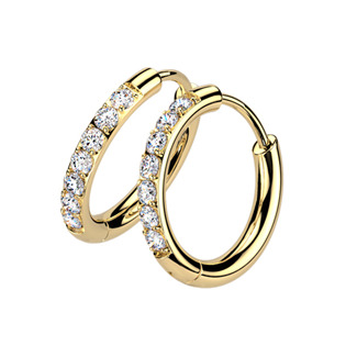 MOT1002-14 Zlacené titanové náušnice kruhy s moissanity, 14 mm