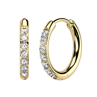 Levně Titanové náušnice kruhy s moissanity, 14 mm - MOT1002-14