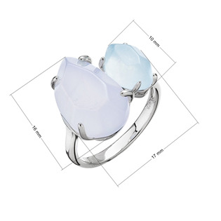 EG1791-56 Stříbrný prsten pravý aquamarin a blue chalcedon