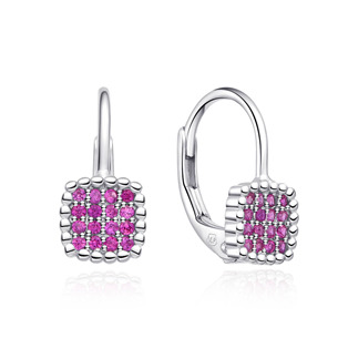 Levně NUBIS® Stříbrné dívčí náušnice s růžovými zirkony - DN-0102
