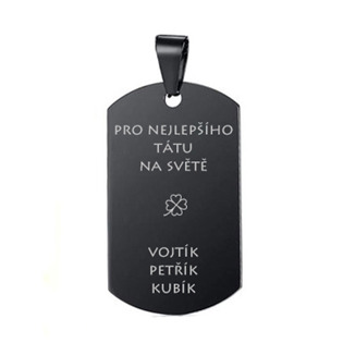 Černý přívěšek - vojenská známka - DR1341-K