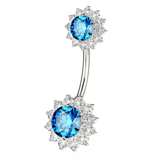 Levně Stříbrný piercing do pupíku - kytičky - BP01036-Q