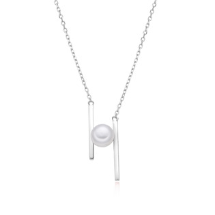 NUBIS® Stříbrný náhrdelník s přírodní perlou - NB-2434