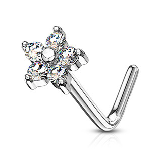 Levně Zahnutý piercing do nosu - kytička - N0083-C