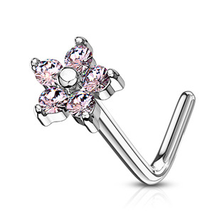 Levně Zahnutý piercing do nosu - kytička - N0083-P
