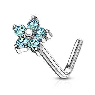 Levně Zahnutý piercing do nosu - kytička - N0083-Q
