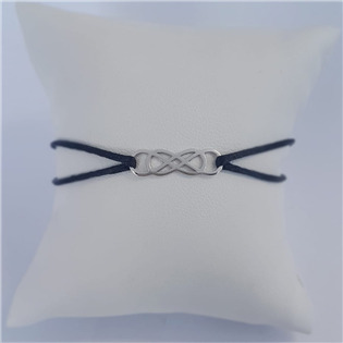 Levně NUBIS® Černý textilní náramek keltský uzel, Ag 925 - KA1546K-ST