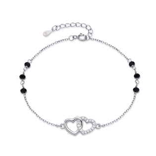 Levně NUBIS® Dámský stříbrný náramek dvojité srdíčko - NB-1301