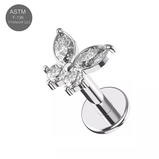 Levně Piercing do brady motýlek - labreta titan - TIT1598
