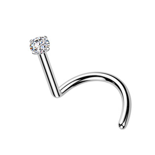 Luxusní piercing do nosu Moissanit 0.03ct (2mm), TITAN - TM008-020