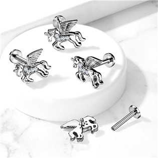 LB1045-1208 Piercing do brady / cartilage / tragus 1,2 x 8 mm, jednorožec