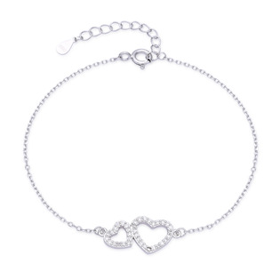 Levně NUBIS® Dámský stříbrný náramek dvojité srdíčko - NB-1324