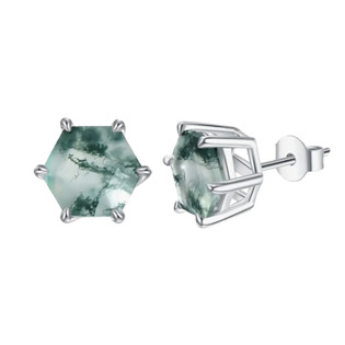Levně NUBIS® Stříbrné náušnice s mechovými acháty - MA-0001