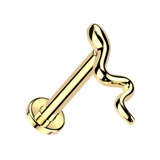Levně Zlacená labreta / piercing do ucha - had - LB0046GD-1208