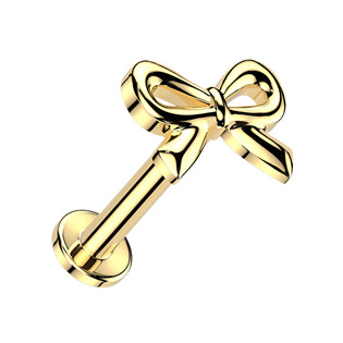 Levně Zlacená Llabreta / piercing do ucha - mašlička - LB0045GD-1206