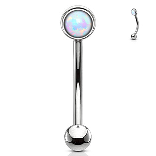 Levně Piercing do obočí, bílý opál 1,2 x 8 mm - OB0003WH-1208