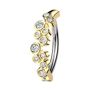 Levně Zlacený piercing do pupíku se štítem - WP0109-GD
