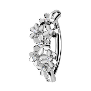 Levně Piercing do pupíku s kytičkami - WP0107