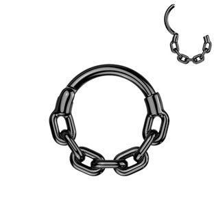Levně Černý ocelový piercing - segment kruh řetěz - SG137-1208