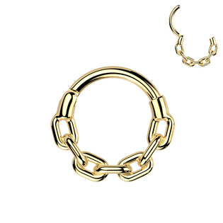 Levně Zlacený celový piercing - segment kruh řetěz - SG138-1208