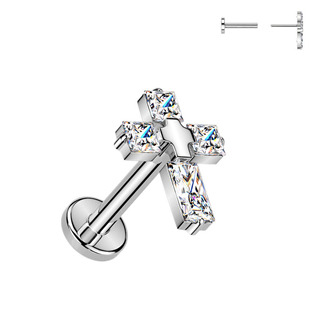 Levně Piercing do brady křížek - PUSH IN labreta TITAN - TIT1631