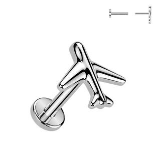 Levně Piercing do brady letadlo - PUSH IN labreta TITAN - TIT1626