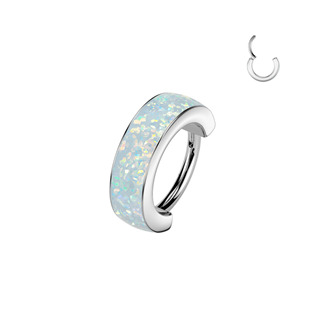 Piercing segment kruh TITAN s opálem, 1,0 x 8 mm - TIT1606-1008