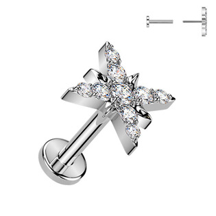 Levně Piercing do brady hvězdička - PUSH IN labreta TITAN - TIT1634