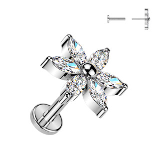 Levně Piercing do brady kytička - PUSH IN labreta TITAN - TIT1632