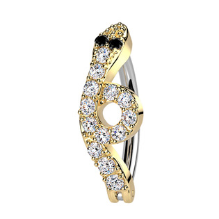 Levně Zlacený piercing do pupíku had - WP0101-GD